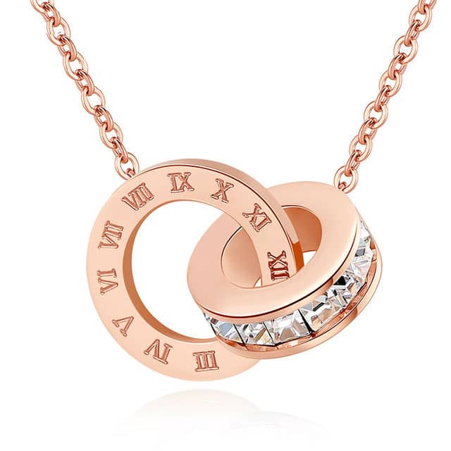 X-P-Fashion-Luxury-Gold-Roman-Numerals-Long-Necklace-Pendant-for-Women-Girl-High-Polish-316Rose gold_0