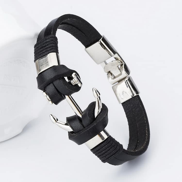 Anchor-Leather-Bracelet-black